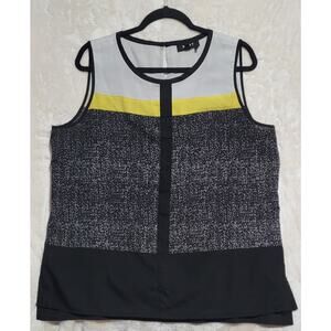 DKNY Shirt Women's Colorblocked Blouse Sleeveless Pullover Size XL